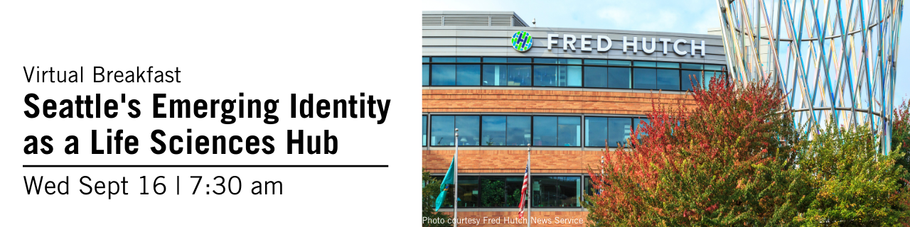 Banner with image of Fred Hutch building at left and text promoting NAIOPWA breakfast at right